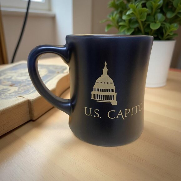 U.S. Capitol Black Matte Coffee Mug By RFSJ Inc. 12 Oz Made In USA - Picture 1 of 4